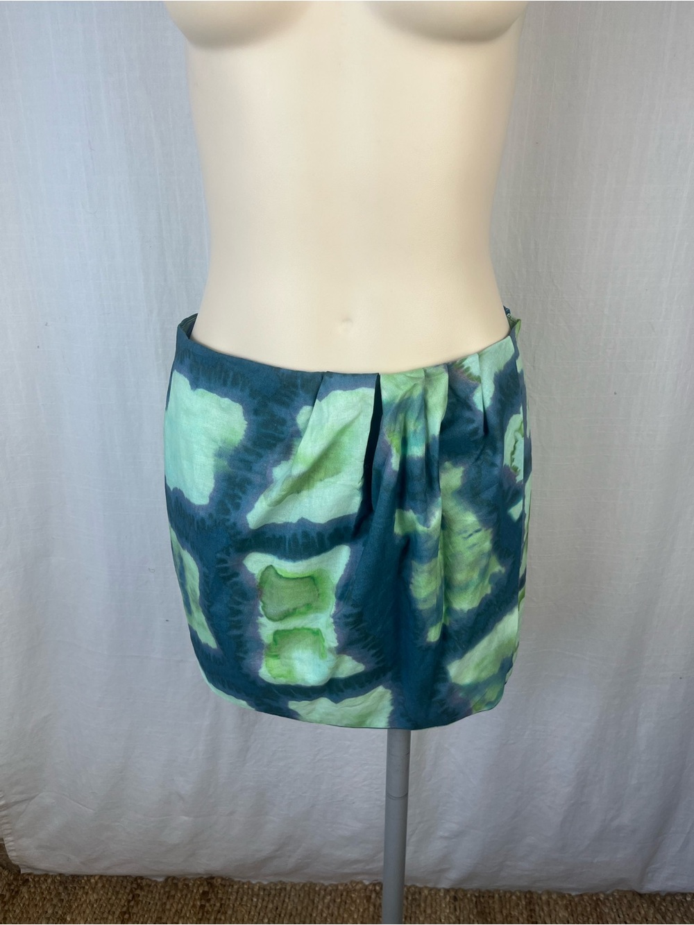 Zara Blue and Light Green Tie-Dye Mini Skirt XS